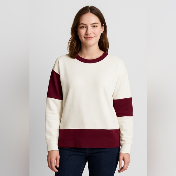 blu trends Sweaters - White and Burgundy Women's Sweatshirt